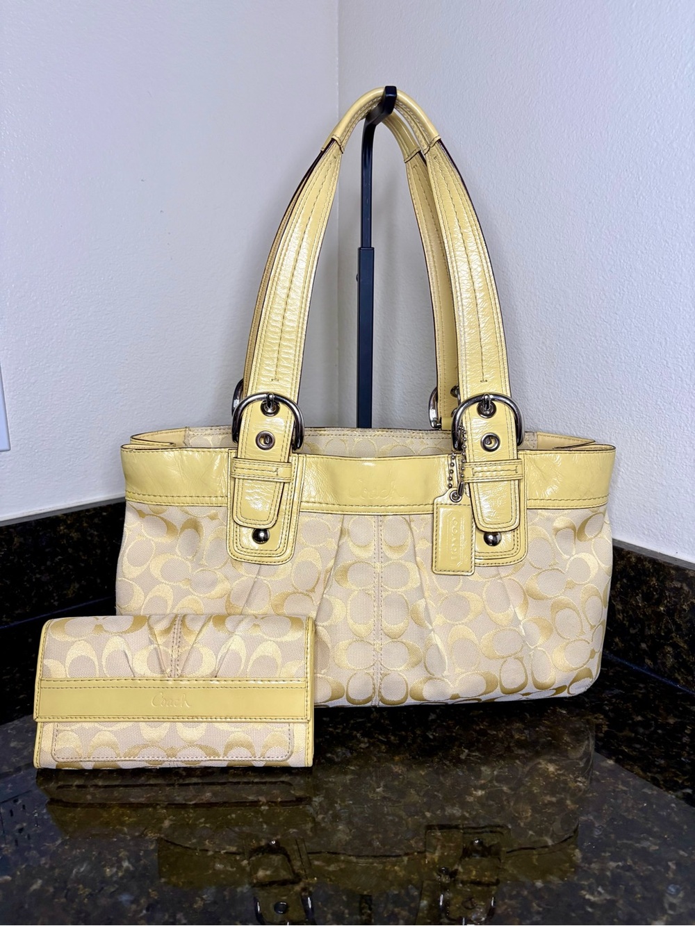 Coach Yellow SoHo Signature Shoulder Tote with Matching Wallet